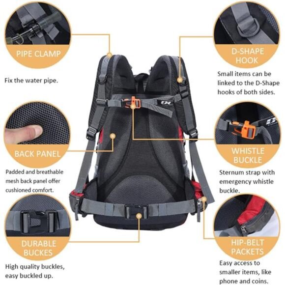 Waterproof Hiking Backpack for Men and Women, Lightweight Day - Picture 3 of 6